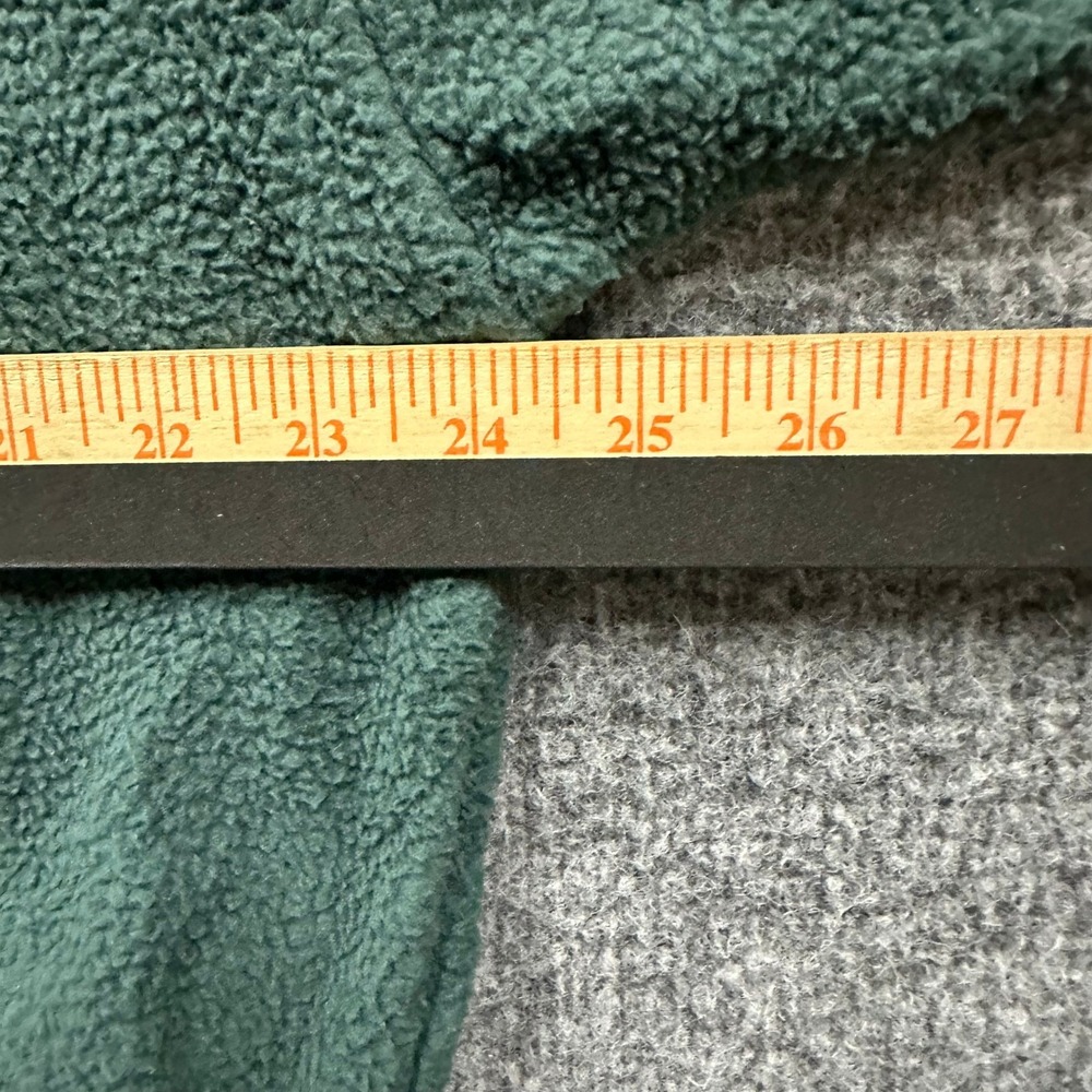 Puma Fleece Pullover Womens L Green Cropped Sherpa Nylon Overlay Quarter Zip - Picture 2 of 6